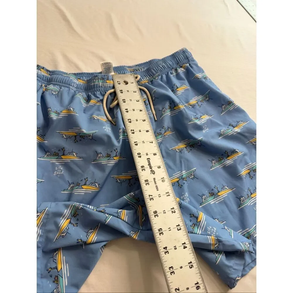 Life Is Good Men’s Jake Boating Blue Swim Trunks Size XL